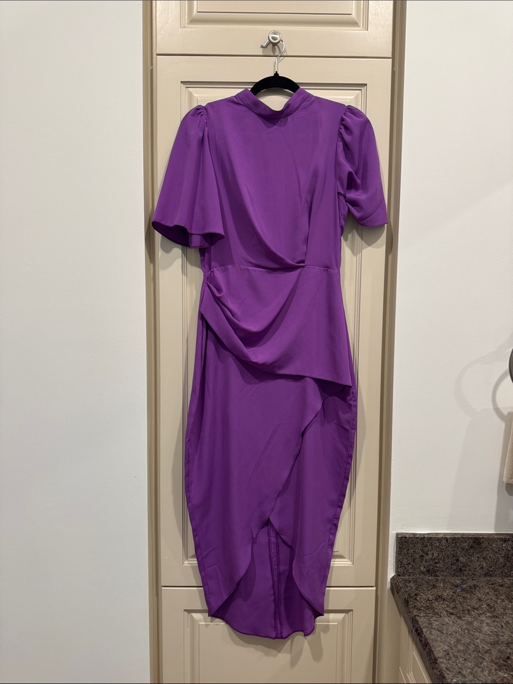 ASOS Vibrant Purple High-Low Draped Midi Dress